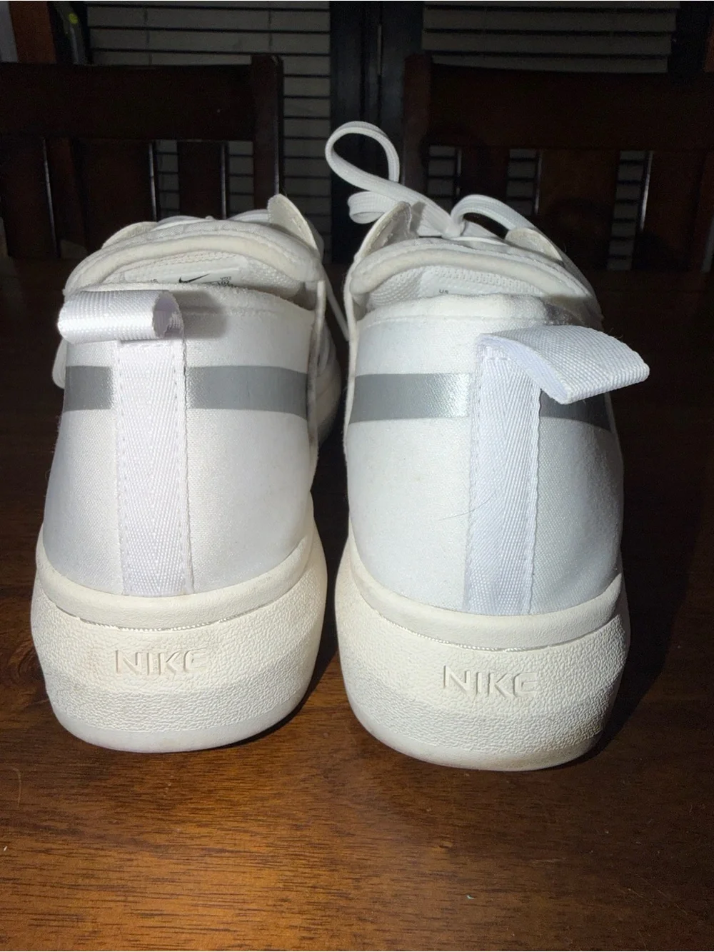 Nike Court Vision Alta White Platform Sneakers with Metallic Silver Swoosh